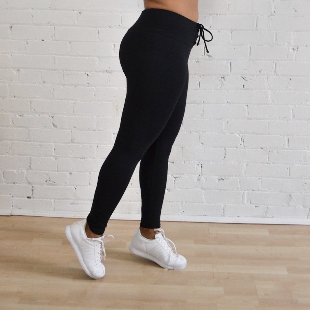 Black lace up yoga pants
